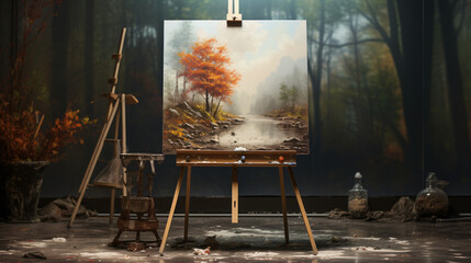easel with background
