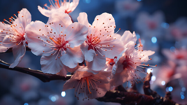 Closeup shot of a white blooming cherry tree
