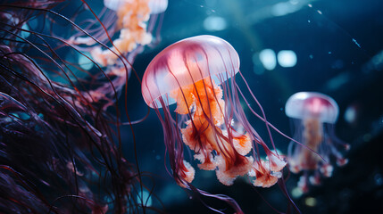 beautiful jellyfish closeup in the seawater