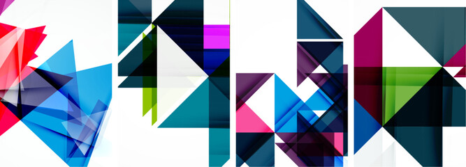 Set of abstract random triangle composition backgrounds. Vector illustration for for wallpaper, business card, cover, poster, banner, brochure, header, website