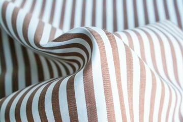 Brown stripe line, texture background, fabric texture, textile pattern, curvy texture background, realistic, close up photography, abstract background - obrazy, fototapety, plakaty
