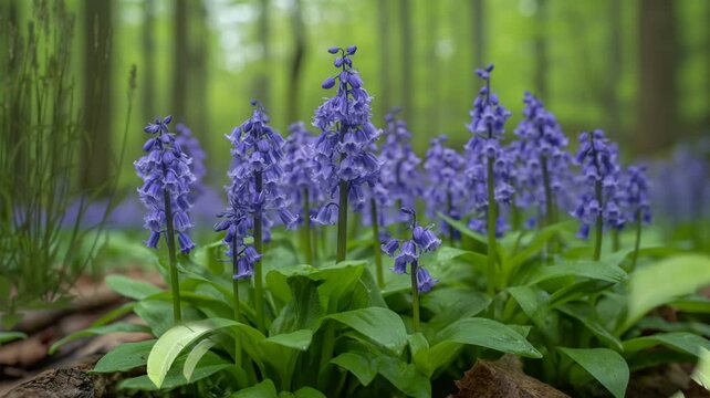 Bluebells are a type of flower plant that is not easy to find. These brightly colored plants appear in British woodlands from late April to late May,repeat video