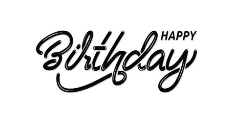 Happy Birthday. Beautiful handwritten modern calligraphy in black color on a transparent background. Illustration text Typography design vector. Great for a Greeting card.	
