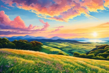 Naklejka premium landscape a clear day environmental concept. Generative Ai