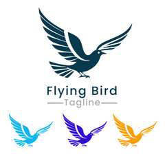 modern flying bird logo icon vector template design with wing for business