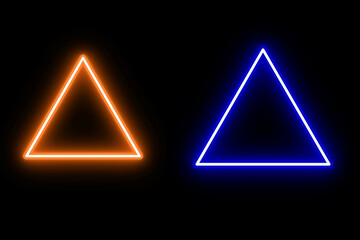 Neon triangle background. Vector abstract background, tunnel, portal. Geometric glow outline