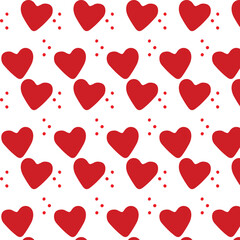 Seamless pattern with red hearts. Romantic love symbol of valentine day with background