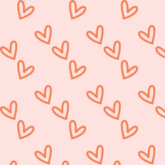 Seamless pattern with red hearts. Romantic love symbol of valentine day with background