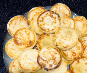 Pancakes on a counter in a market