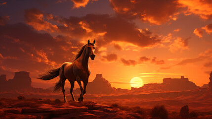 Fototapeta na wymiar Horse at sunset