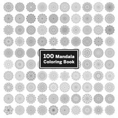 Bundle of 100 Flower Mandala Design For Coloring Book,