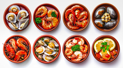 Shrimp and Other Foods on a White Plate