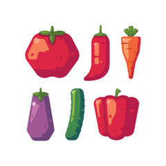 Vegetables Set Flat Illustration Design