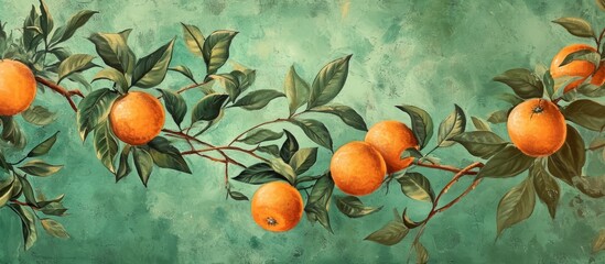 Luscious Oranges Adorn Branches of Verdant Green Leaves on a Vibrant Tree