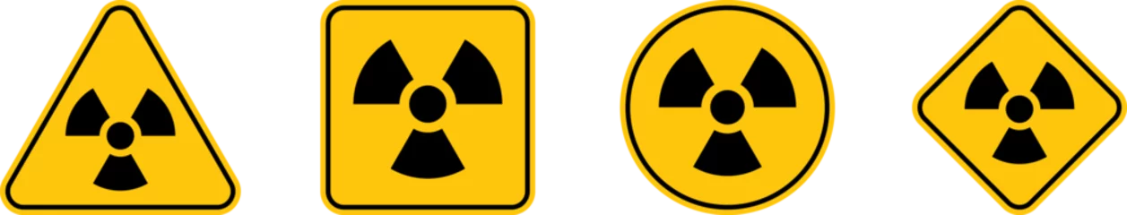 Fotobehang Radioactive contamination symbol. Yellow warning sign of radiation danger. Nuclear sign Vector illustration. © Volodymyr
