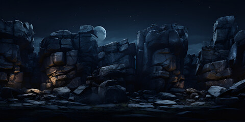 Stone platform for battle at night.