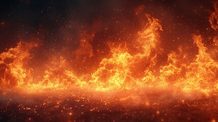 Fiery Flare A Blazing Fire Scorches the Night Sky Generative AI