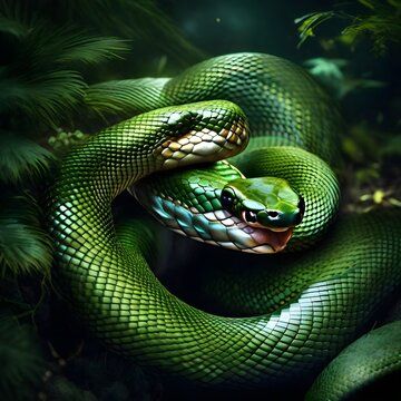 green snake on a tree