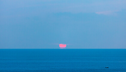 Early morning sunrise scenery over the sea. horizon