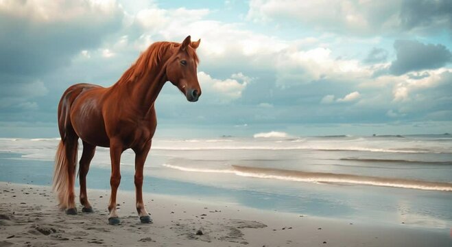 a horse on the beach footage