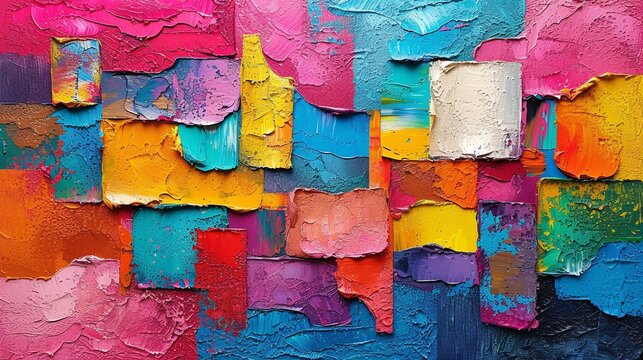 Colorful Abstract Artwork with a Pop of Pink and Blue Generative AI