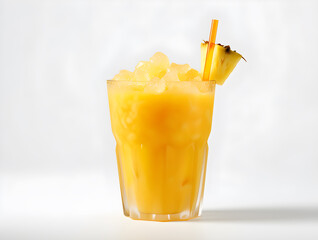 Pineapple Juice,Fresh and healthy pineapple juice in a glass with ice, a delightful tropical beverage,generative ai