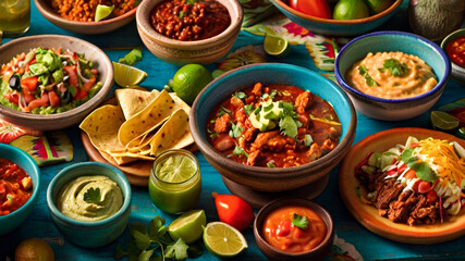 Fototapeta na wymiar Mexican food traditional dishes 