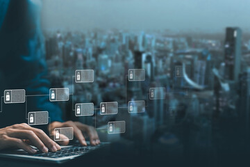 cyber security financial, blockchain technology. transactions secure business networks, and ledger data algorithms linked together in a chain. concept of system Payments cryptocurrency digital