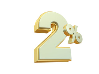 2 Percent Discount Sale Off Gold Number