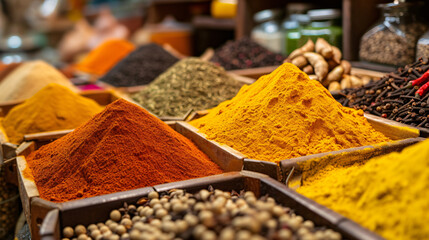 Mix of spices in powder at market