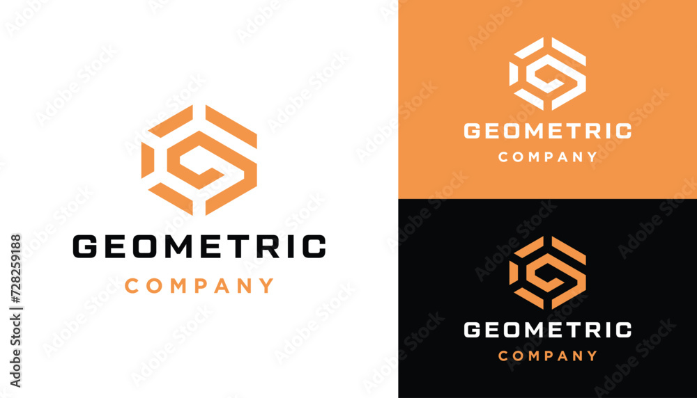 Fototapete initial letter gc c g cg modern with simple hexagon line art logo design