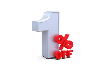 1 Percent Promotion Sale Off Silver Number