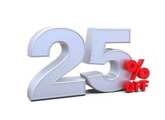25 Percent Promotion Sale Off Silver Number