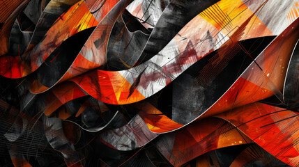 Improv Fusion An abstract collage of curved and jagged lines evoking the spontaneous and diverse elements of jazz improvisation.