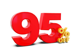 95 Percent Promotion Sale Off Red Number