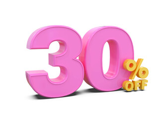 30 Percent Promotion Sale Off Pink Number