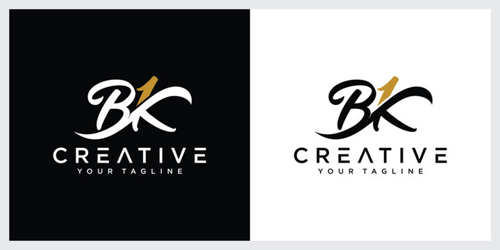 BK Initial Handwriting logo template vector