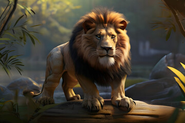 lion king, Lion illustration, 3D lion artwork, Majestic lion vector, Wildlife AI design, Realistic...