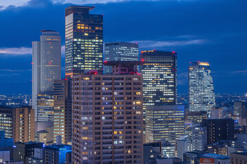 高層ビルから見た名古屋ビル群の夜景