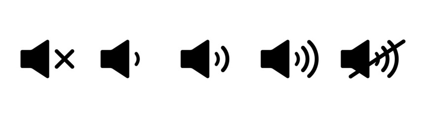vector sound icons set. volume up, down or mute collection
