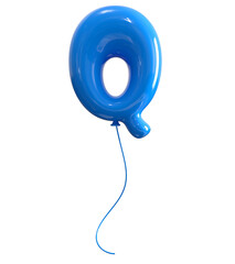 Q Letter Blue Balloon 3D