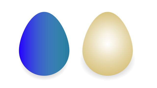 Simple vector illustration of two colorful flat-designed easter eggs with geometric pattern designs.