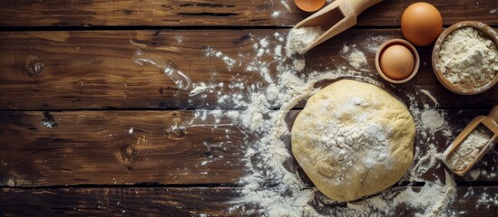Dough Rising on a Wooden Background: A Delicious Concoction in the Making, Dough, Wooden, Background Coming Together to Create a Scrumptious Delight - Powered by Adobe