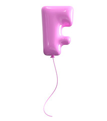 F Letter Pink Balloon 3D