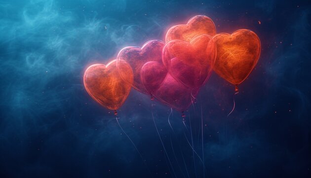 Floating Heart Balloons Generative AI