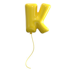 K Letter Yellow Balloon 3D