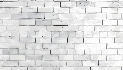 Simple white brick wall with light gray shades seamless pattern surface texture background in banner wide panorama