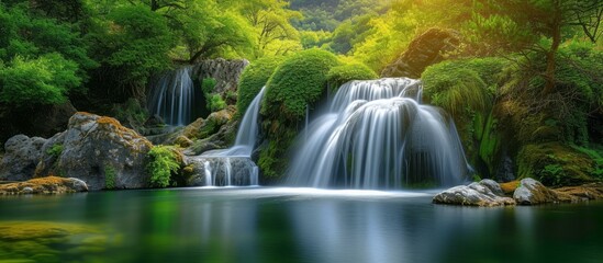 Waterfall amidst Breathtaking Nature: A Mesmerizing Cascade of Waterfall in the Serene Beauty of Nature