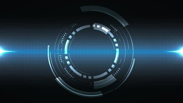 Dark Blue Abstract Glowing Glitch Light Circuit Digital Technology Background Video