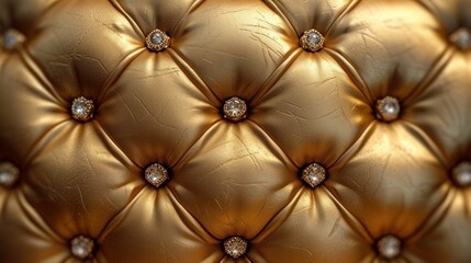 Close-Up View of a Brown Leather Texture Sofa Detailing With Tufted Buttons Background